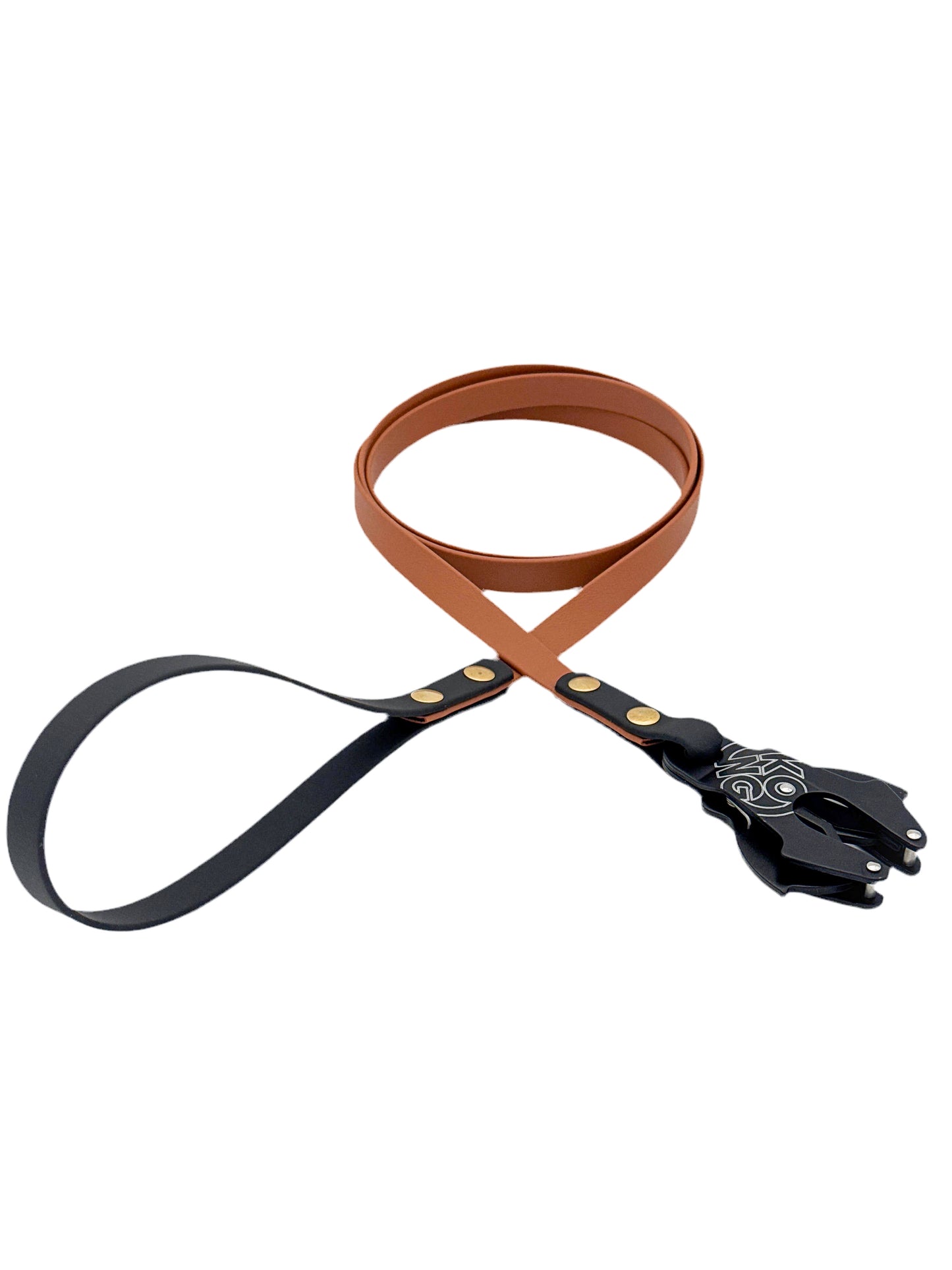Two-Tone Dog Leash - 5/8" BioThane® with KONG Frog Connector - Light Brown/Black - 5.5 ft