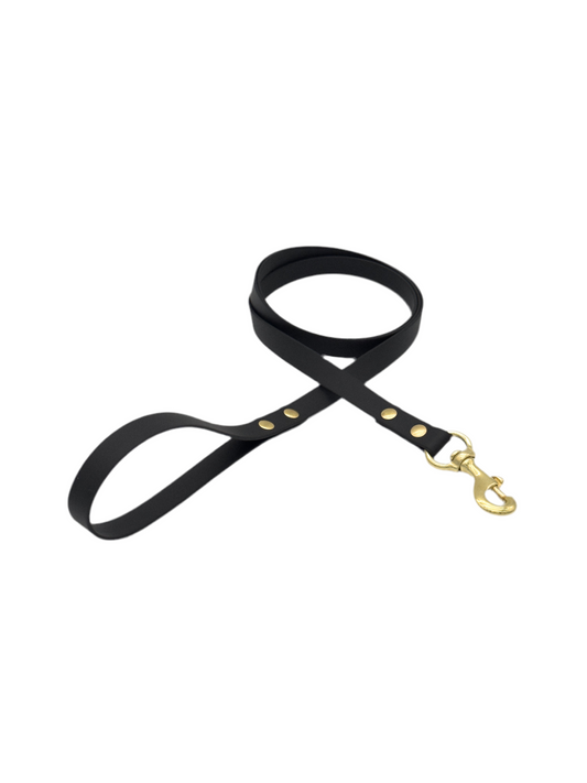 Traditional Dog Leash - 3/4" BioThane® with Brass Hardware - Black - 5.5 ft.