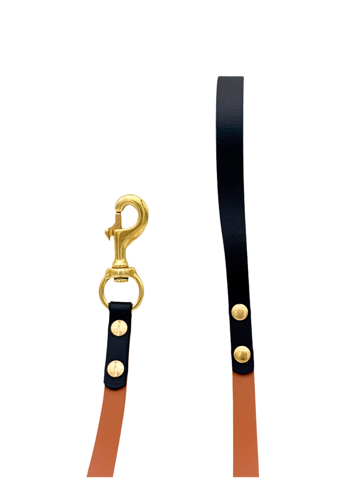 Two-Tone Dog Leash - 5/8” BioThane® With Brass Hardware - 5.5 ft. - Light Brown/Black