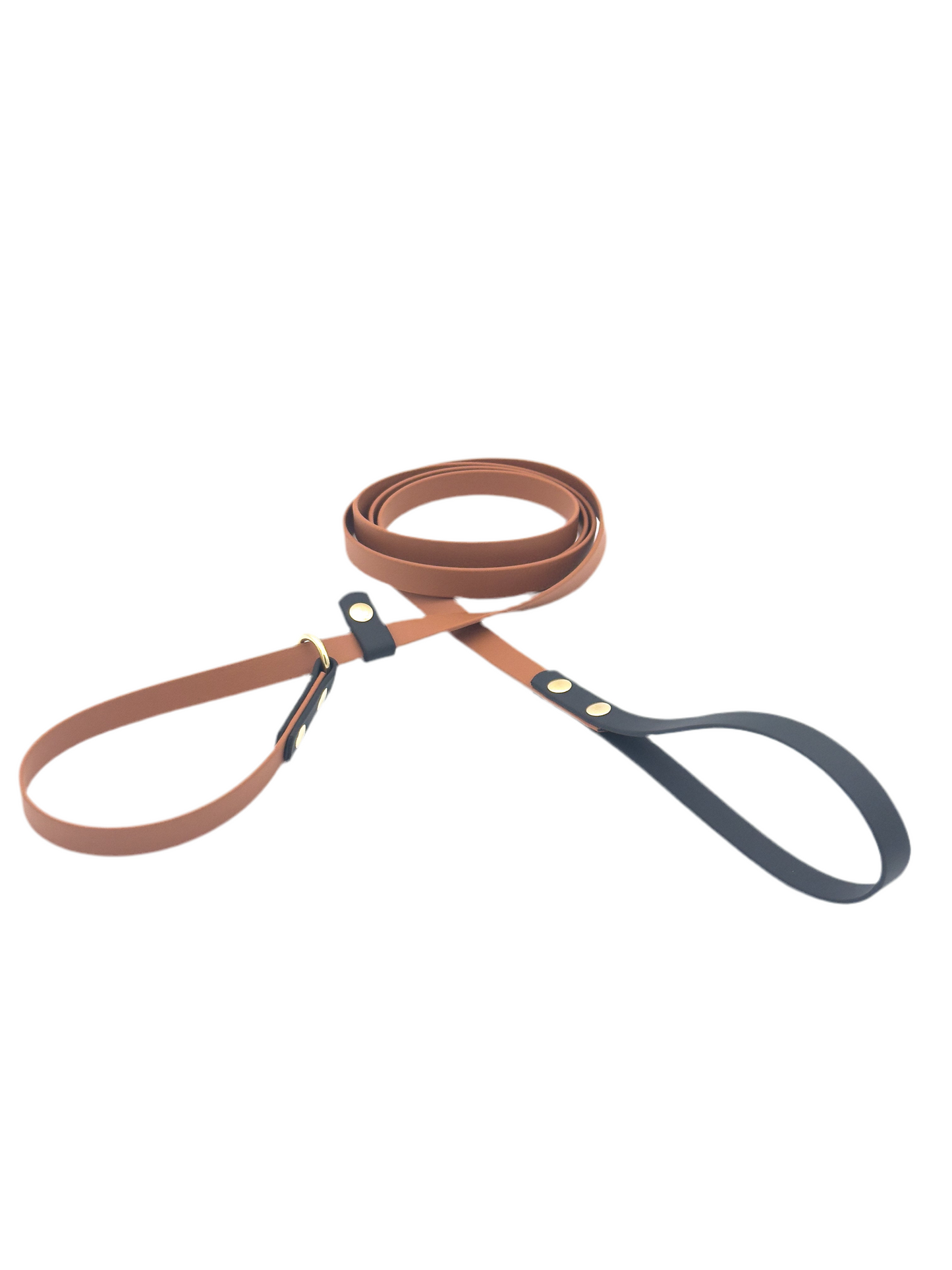 Two-Tone Dog Slip Lead - 5/8” BioThane® With Brass Hardware - 5.5 ft. - Light Brown/Black