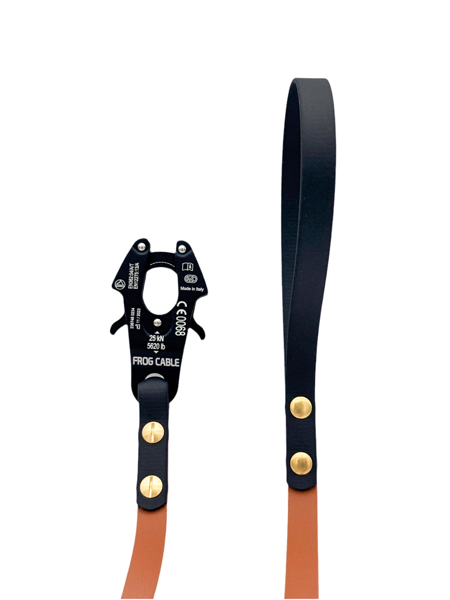 Two-Tone Dog Leash - 5/8" BioThane® with KONG Frog Connector - Light Brown/Black - 5.5 ft