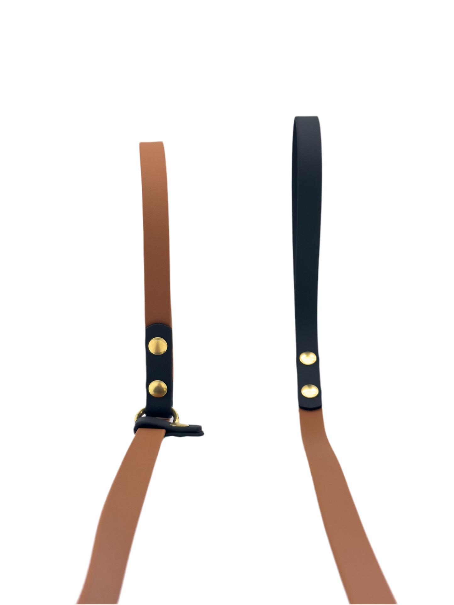 Two-Tone Dog Slip Lead - 5/8” BioThane® With Brass Hardware - 5.5 ft. - Light Brown/Black