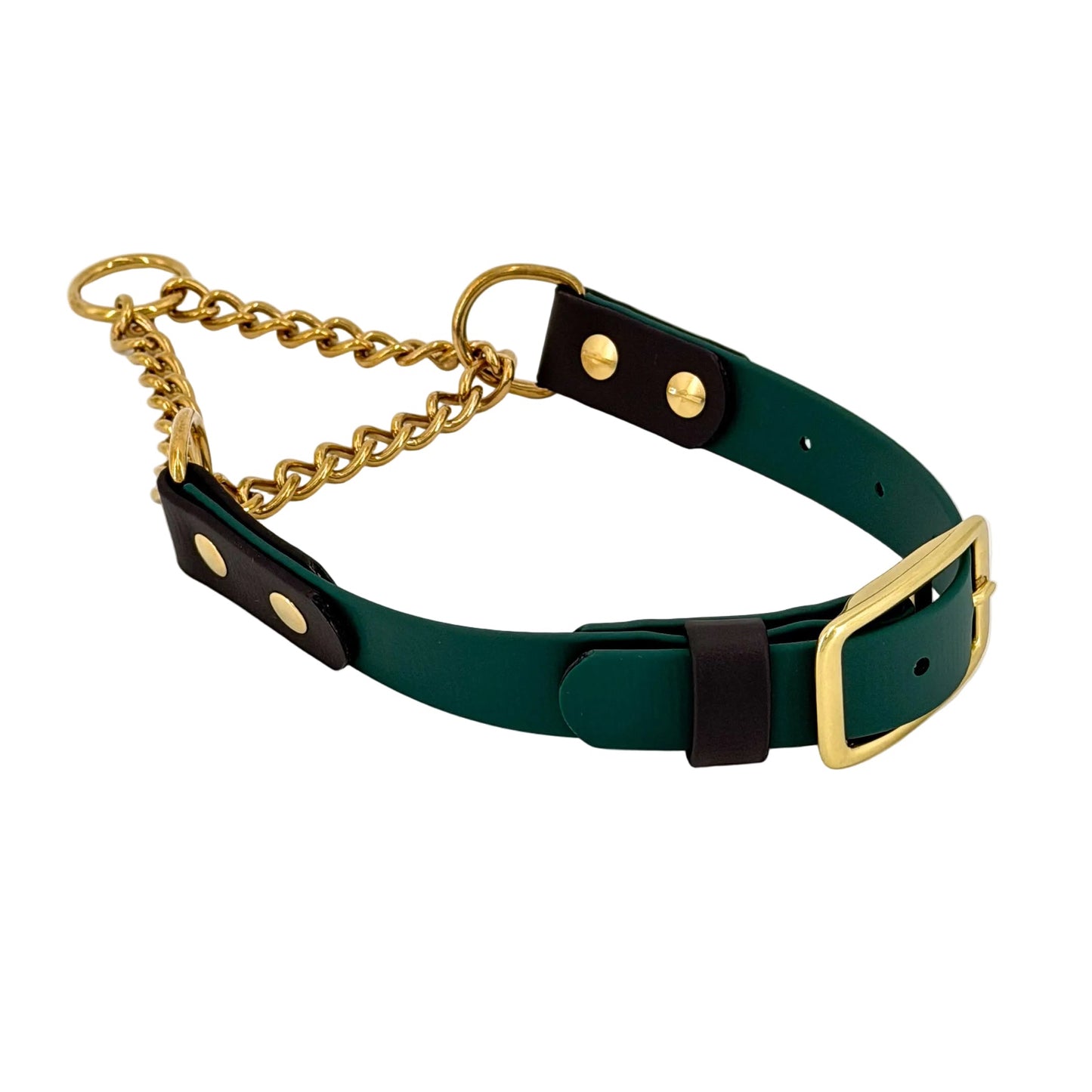 Two-Tone Martingale Dog Collar – BioThane® | Brass Chain
