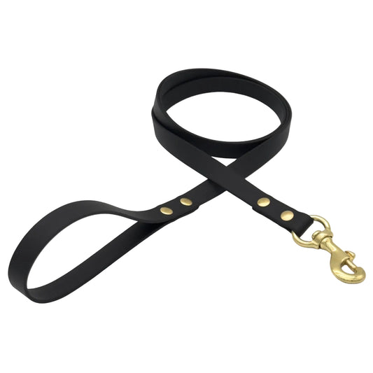 Traditional Dog Leash - BioThane® with Brass Hardware - Black - 6 ft.